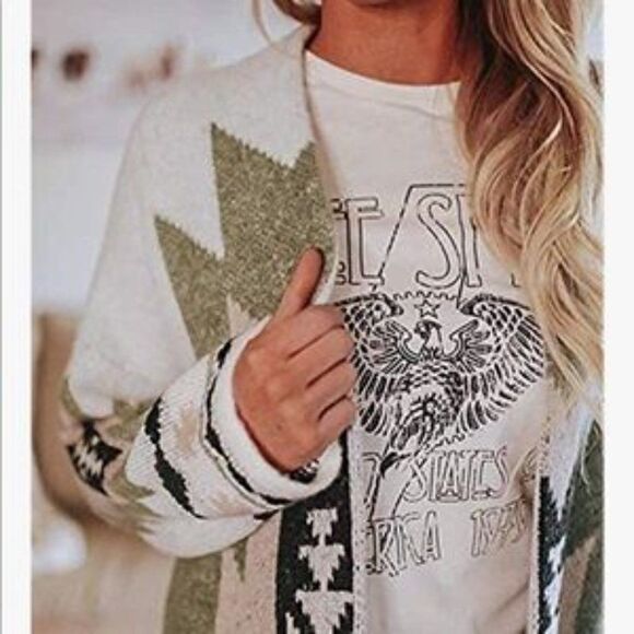 Vintage Tribal Knitted Western Cardigan Sweater Coat - Picture 3 of 8